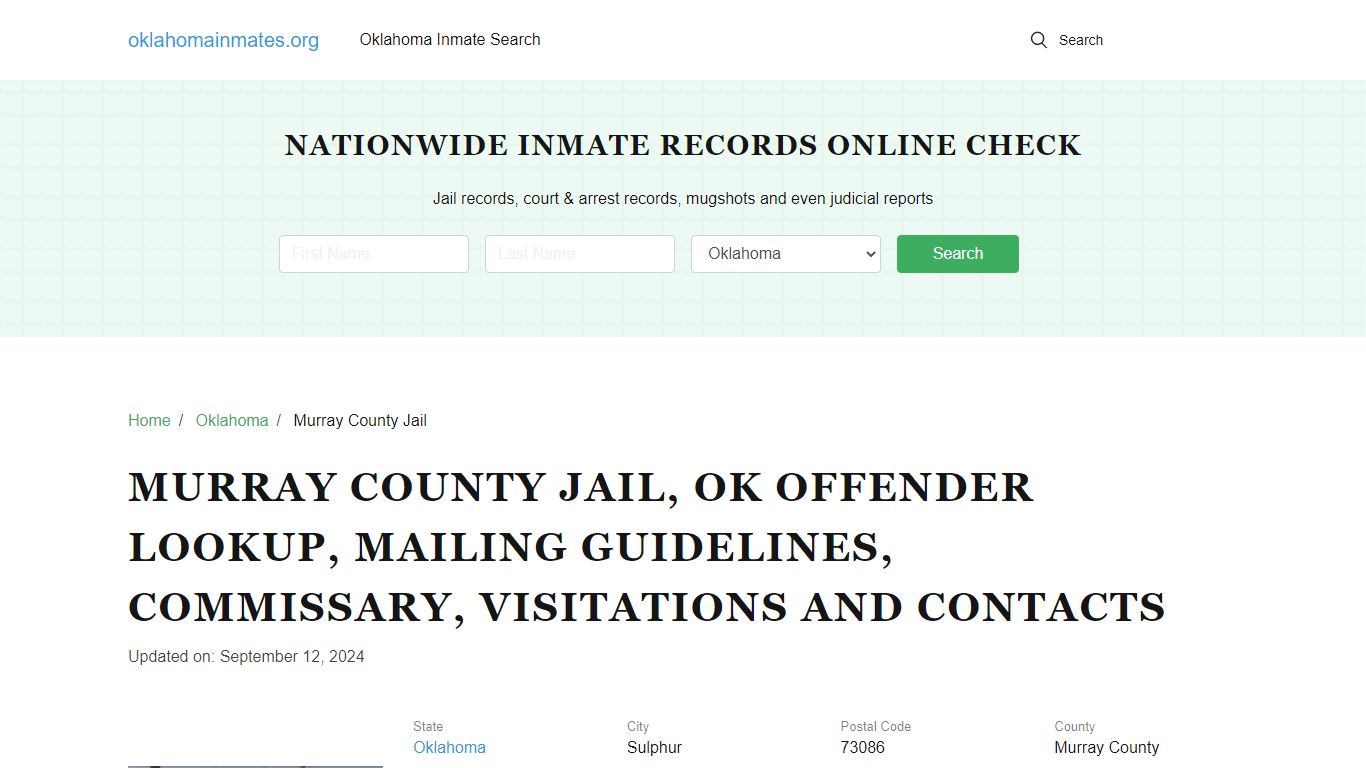 Murray County Jail, OK: Inmate Search Options, Visitations, Contacts