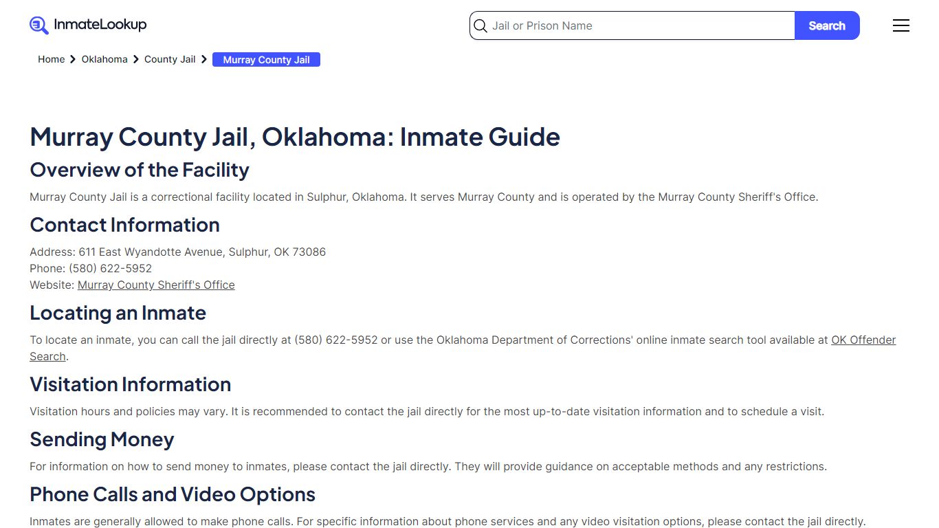 Murray County Jail Inmate Search - Inmate Lookup